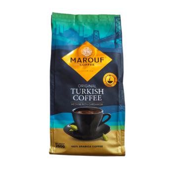 Ma'roof Coffee medium Turkish with Cardamom 250 G-  قهوة تركي معروف وسط بالهيل